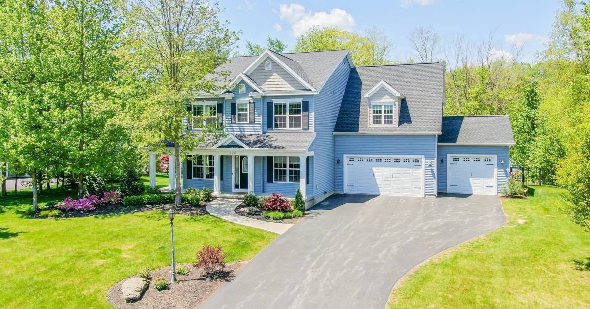 exterior of a blue house