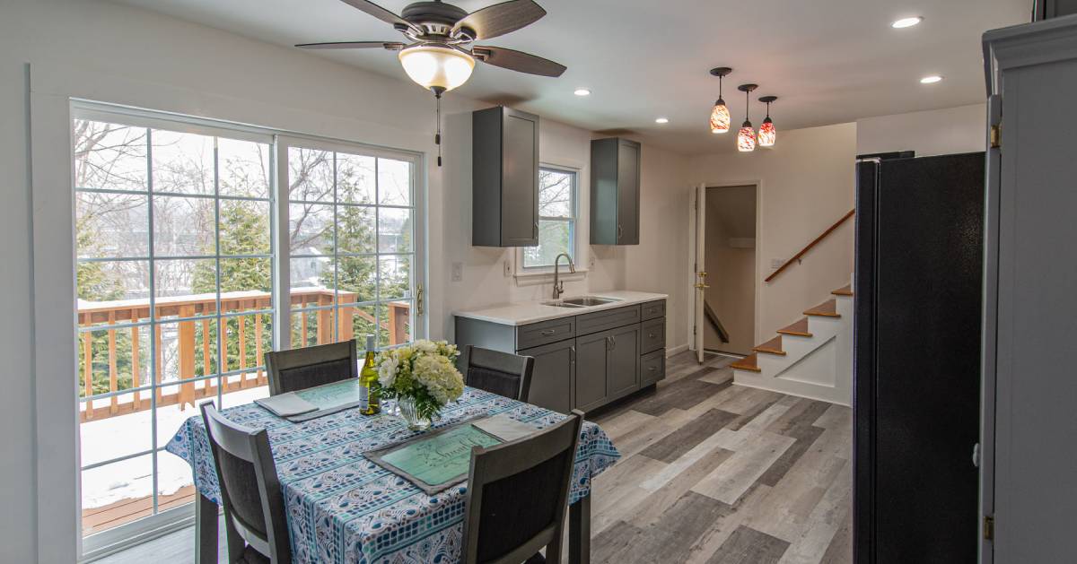 living room and kitchen