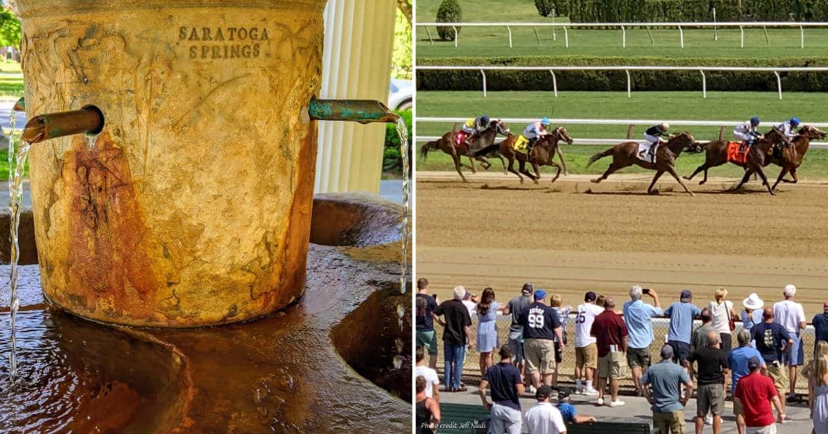 mineral springs on left, race track on right