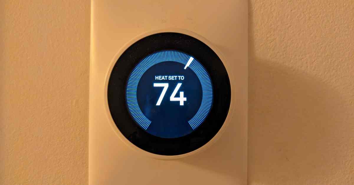 smart thermostat set to 74 degrees