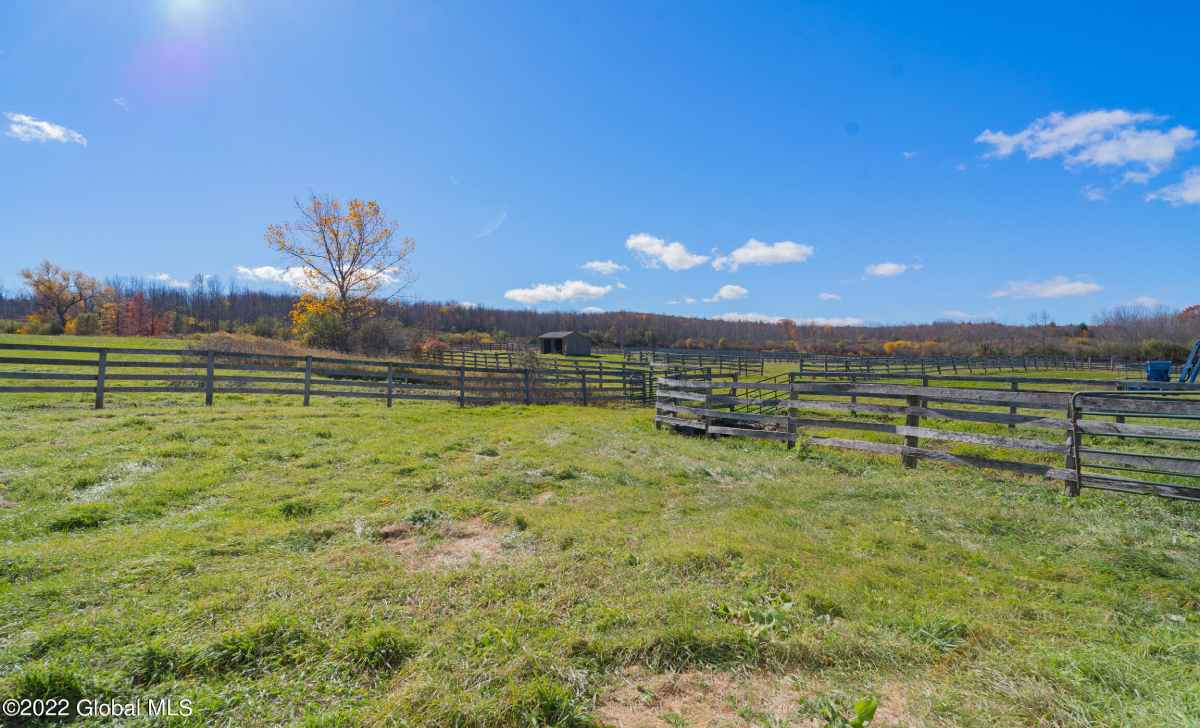 fenced in field on a sunny day with blue sky