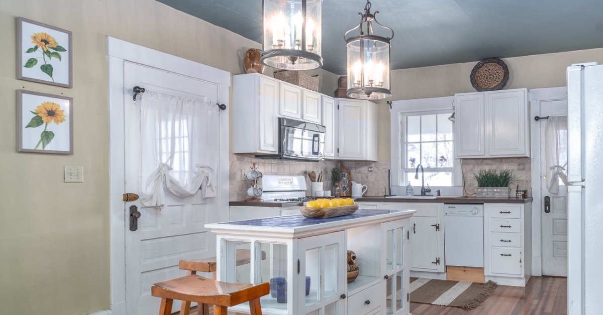 elegant modern kitchen, white and yellow accents