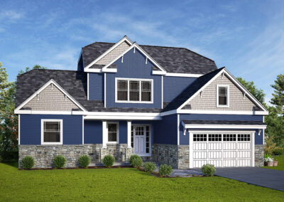 2-story home with blue siding